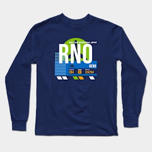 Reno (RNO) Airport // Retro Sunset Baggage Tag Long Sleeve T-Shirt